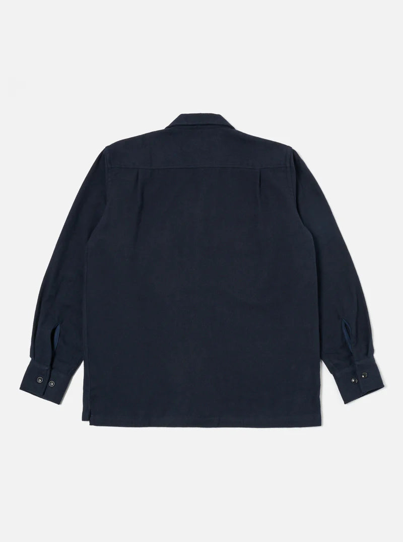 UNIVERSAL WORKS L/S Utility Shirt | Navy Alaska Cotton LEO BOUTIQUE