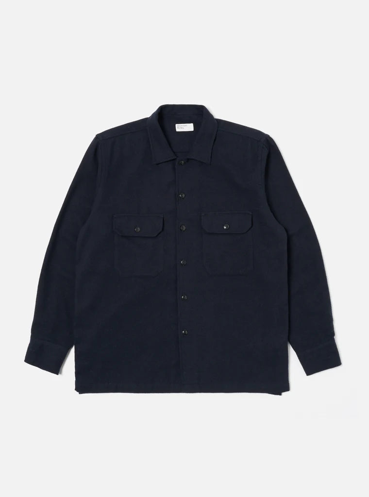 UNIVERSAL WORKS L/S Utility Shirt | Navy Alaska Cotton LEO BOUTIQUE