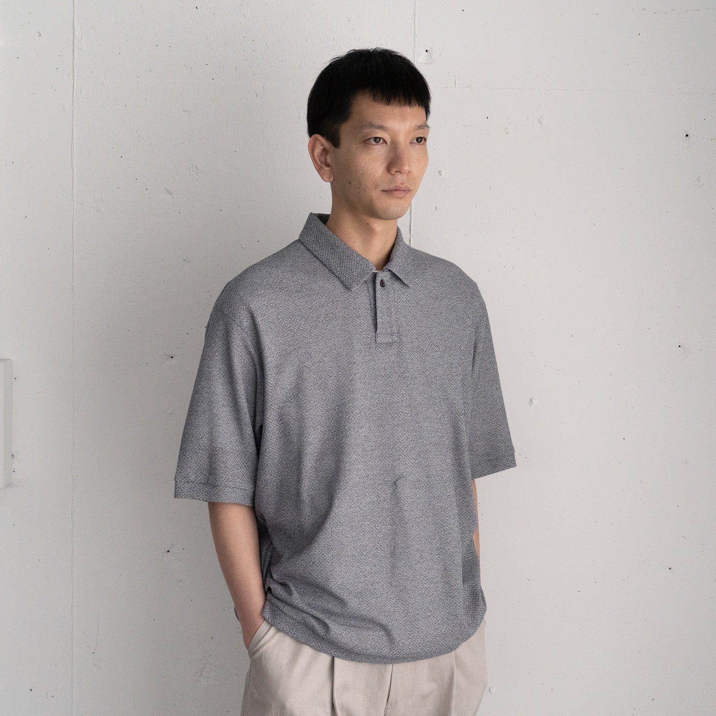 STILL BY HAND  Moss Stitch Polo Shirt LEO BOUTIQUE