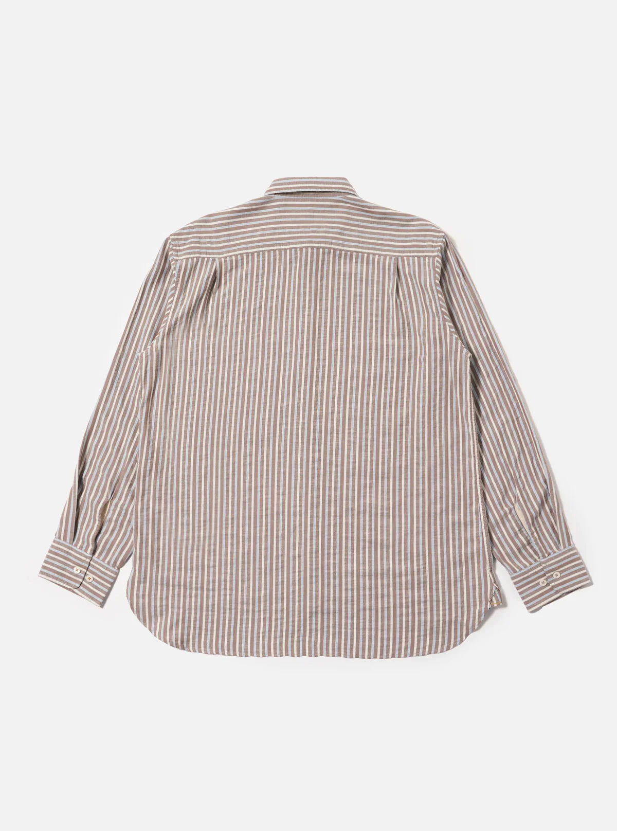 UNIVERSAL WORKS Station Shirt | Brown Madison Stripe LEO BOUTIQUE