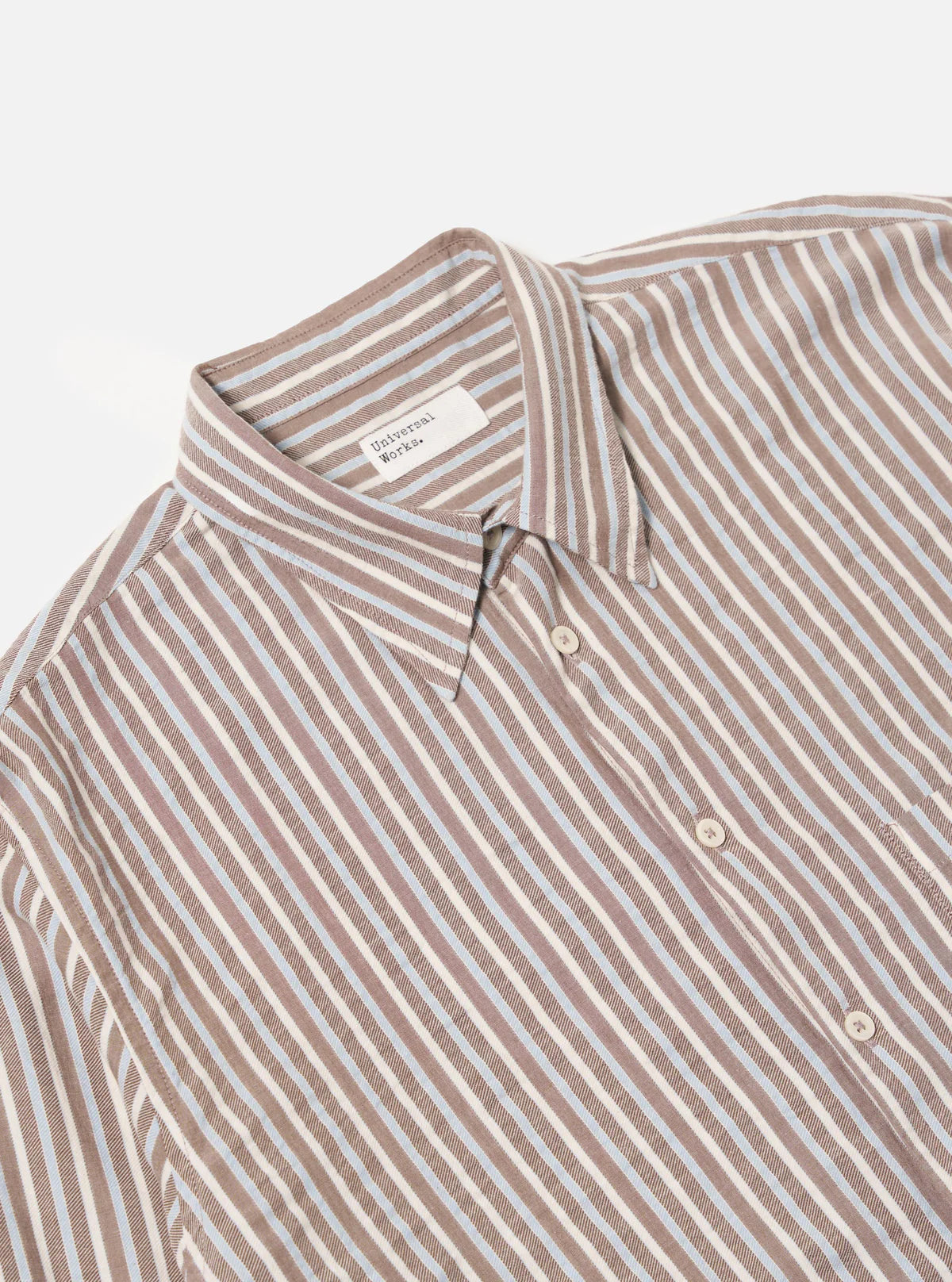 UNIVERSAL WORKS Station Shirt | Brown Madison Stripe LEO BOUTIQUE