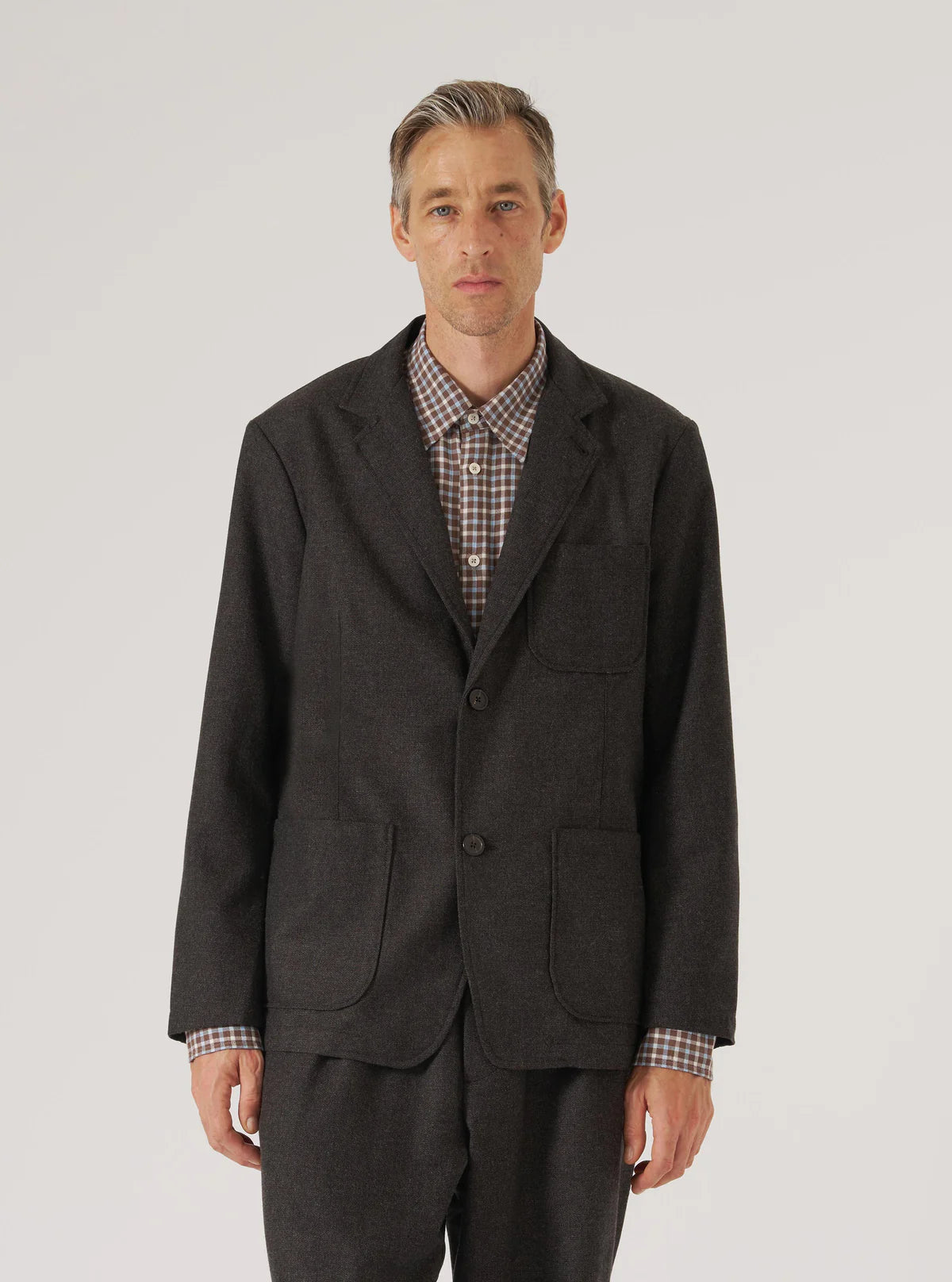 UNIVERSAL WORKS Two Button Jacket | Brown Tweed LEO BOUTIQUE