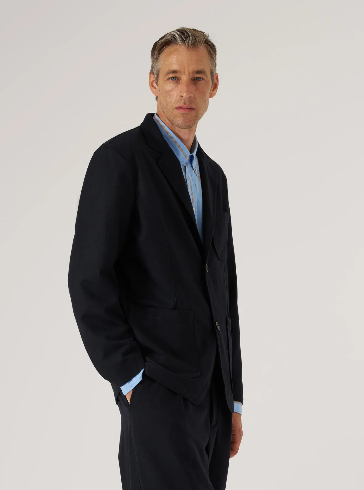 UNIVERSAL WORKS Two Button Jacket | Dark Navy Tweed LEO BOUTIQUE