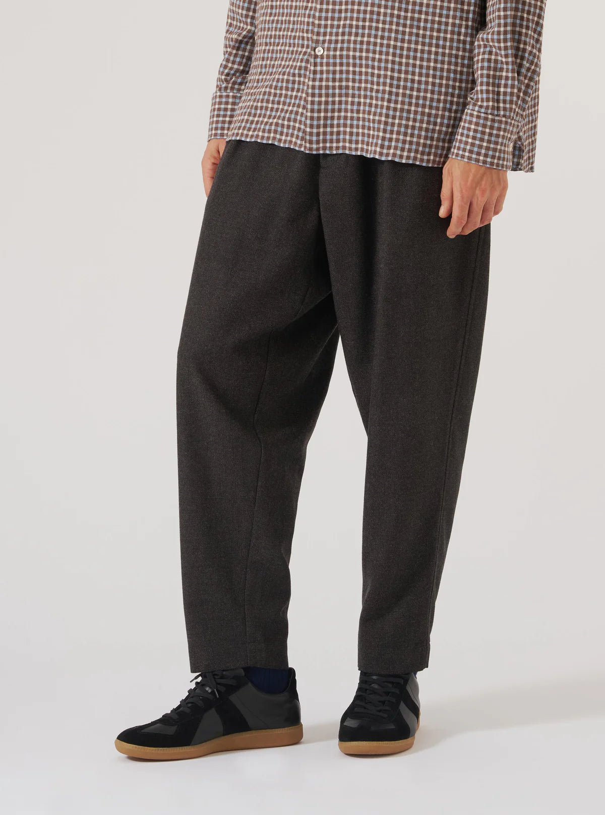 UNIVERSAL WORKS Pleated Track Pant | Brown Tweed LEO BOUTIQUE