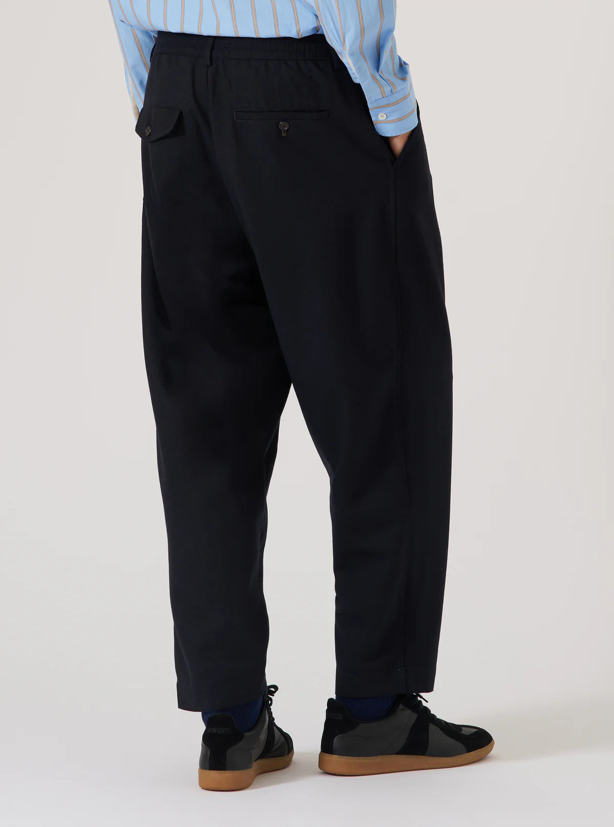UNIVERSAL WORKS Pleated Track Pant | Dark Navy Tweed LEO BOUTIQUE