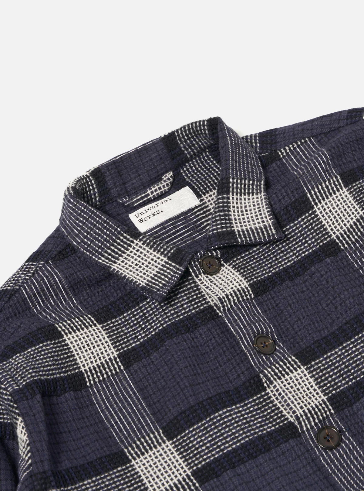 UNIVERSAL WORKS Easy Overshirt | Navy Polka Check LEO BOUTIQUE
