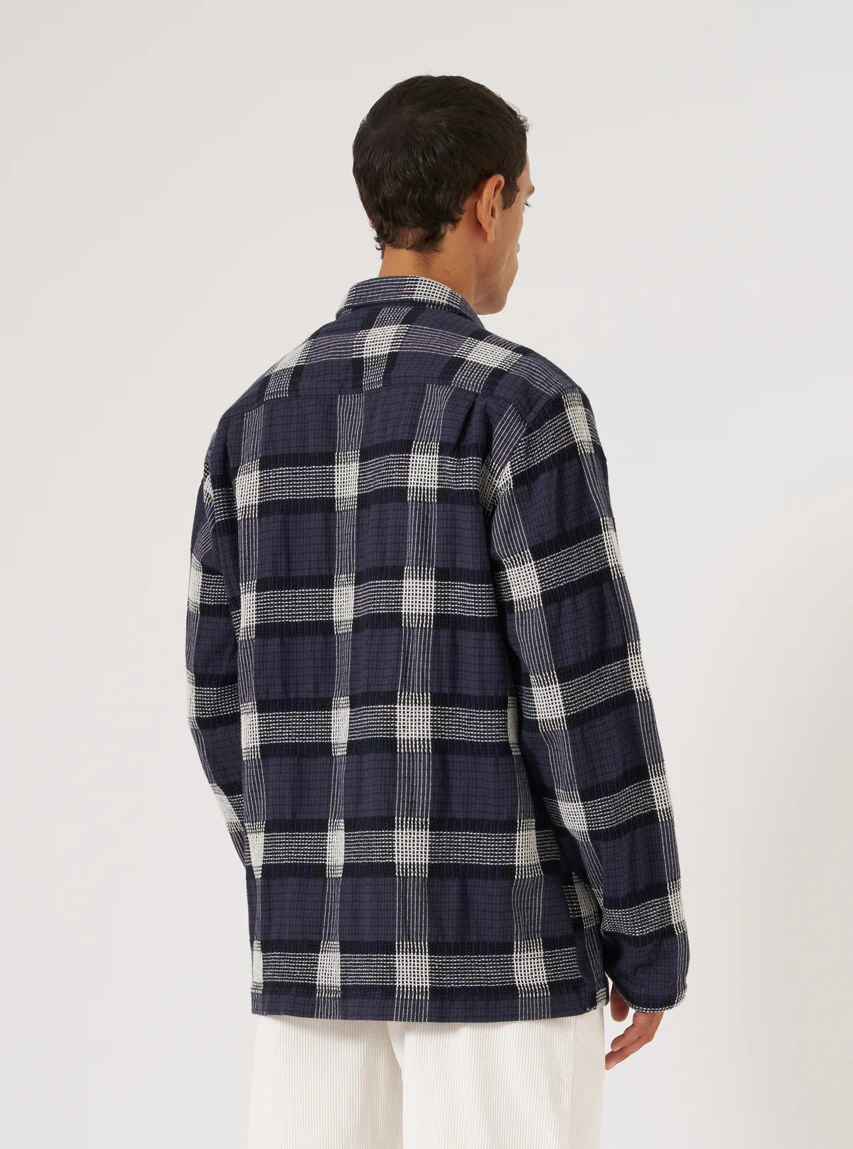 UNIVERSAL WORKS Easy Overshirt | Navy Polka Check LEO BOUTIQUEe