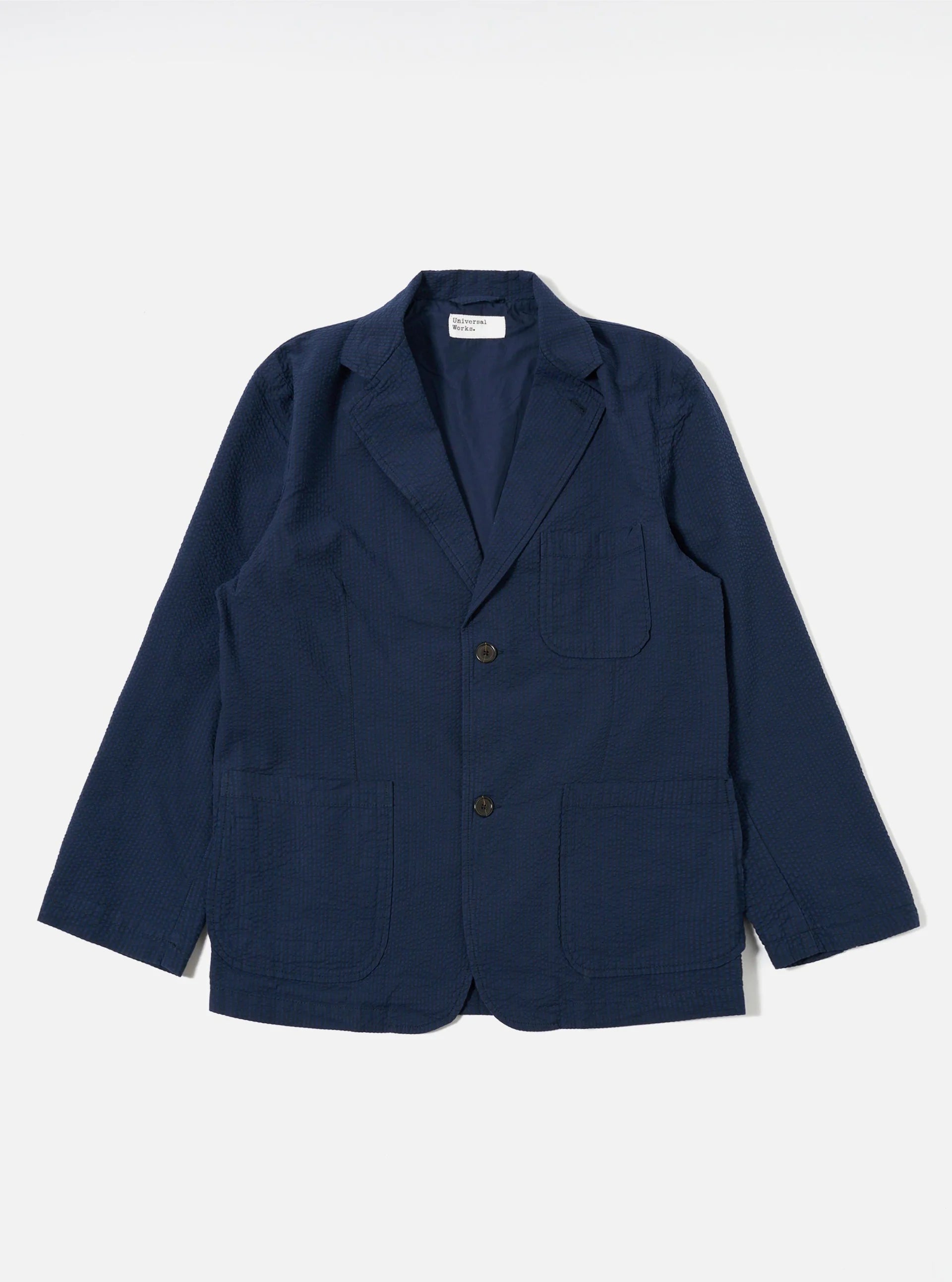 UNIVERSAL WORKS Derby Stripe Two Button Jacket | Navy LEO BOUTIQUE 