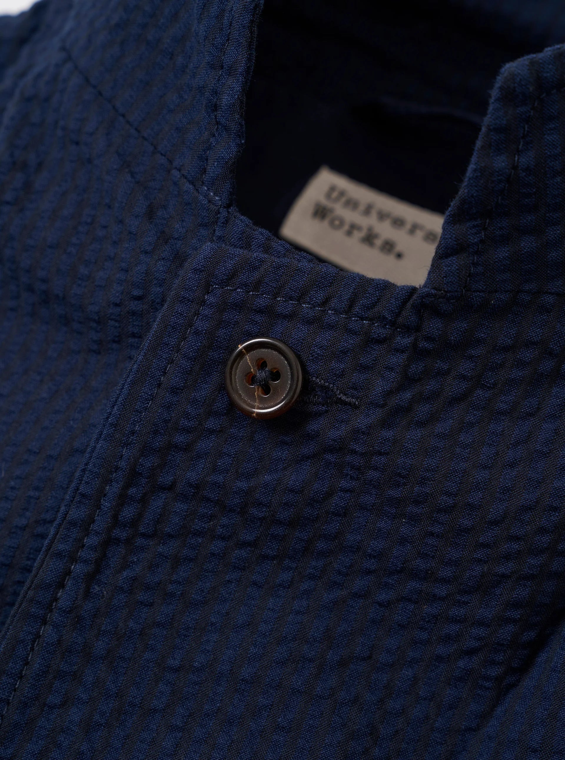 UNIVERSAL WORKS Derby Stripe Two Button Jacket | Navy LEO BOUTIQUE 