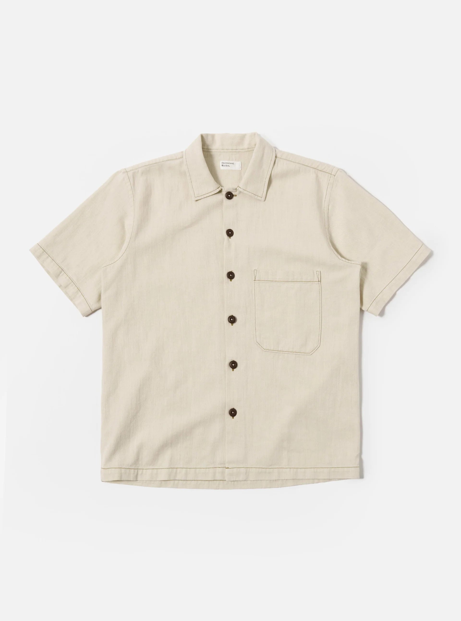 UNIVERSAL WORKS S/S Fatigue Shirt | Ecru LEO BOUTIQUE 