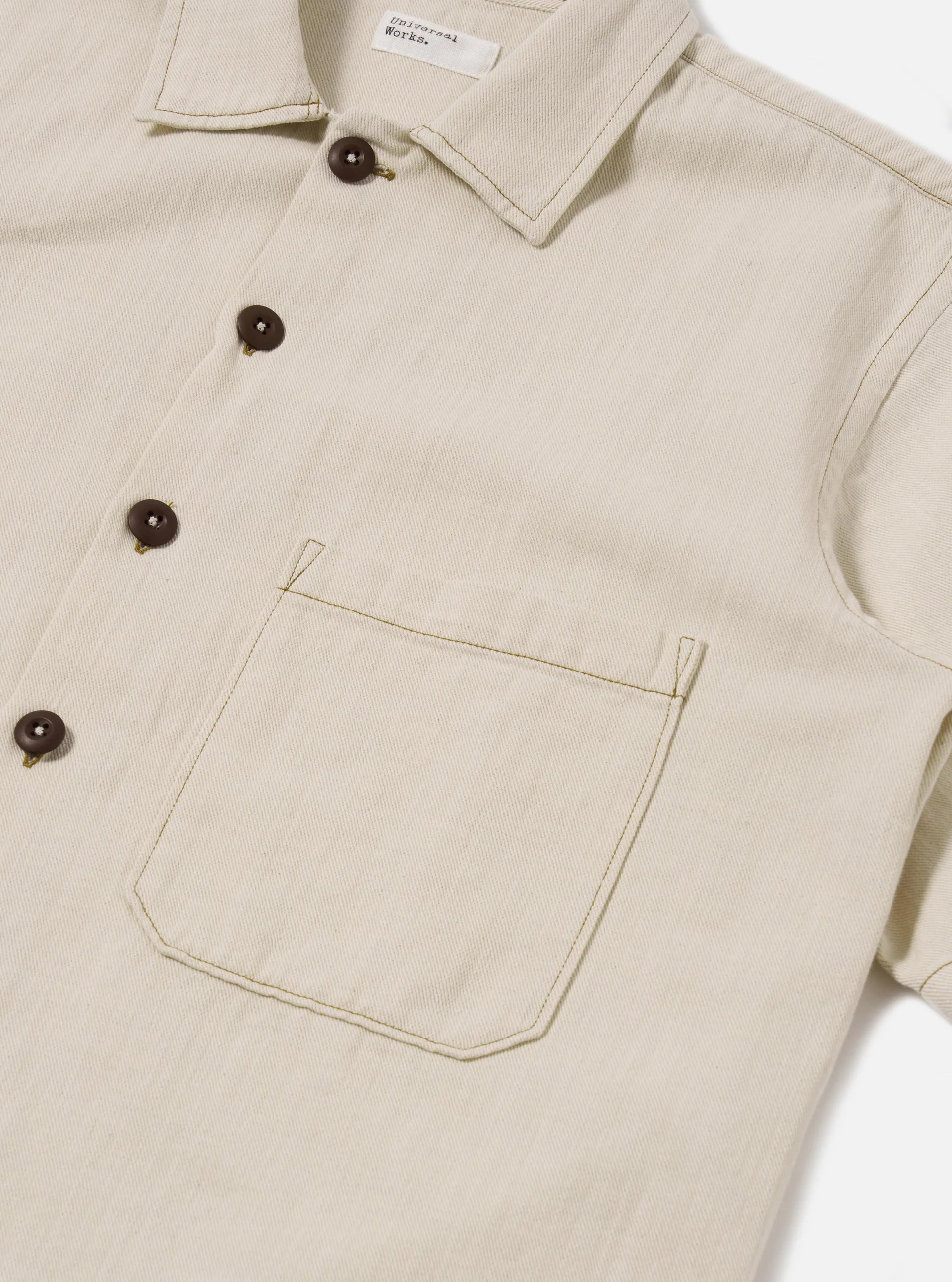 UNIVERSAL WORKS S/S Fatigue Shirt | Ecru LEO BOUTIQUE 