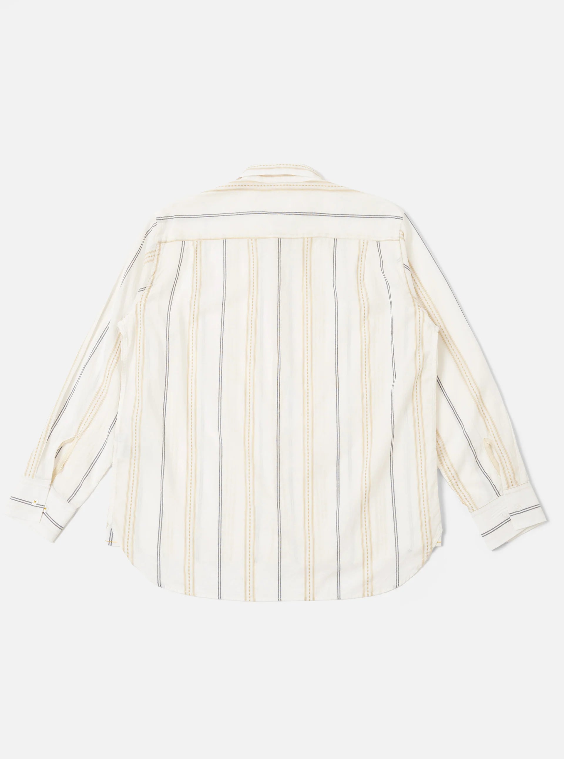 UNIVERSAL WORKS Hendrix Stripe Square Pocket Shirt | Ecru/Navy/Sand Stripe LEO BOUTIQUE 