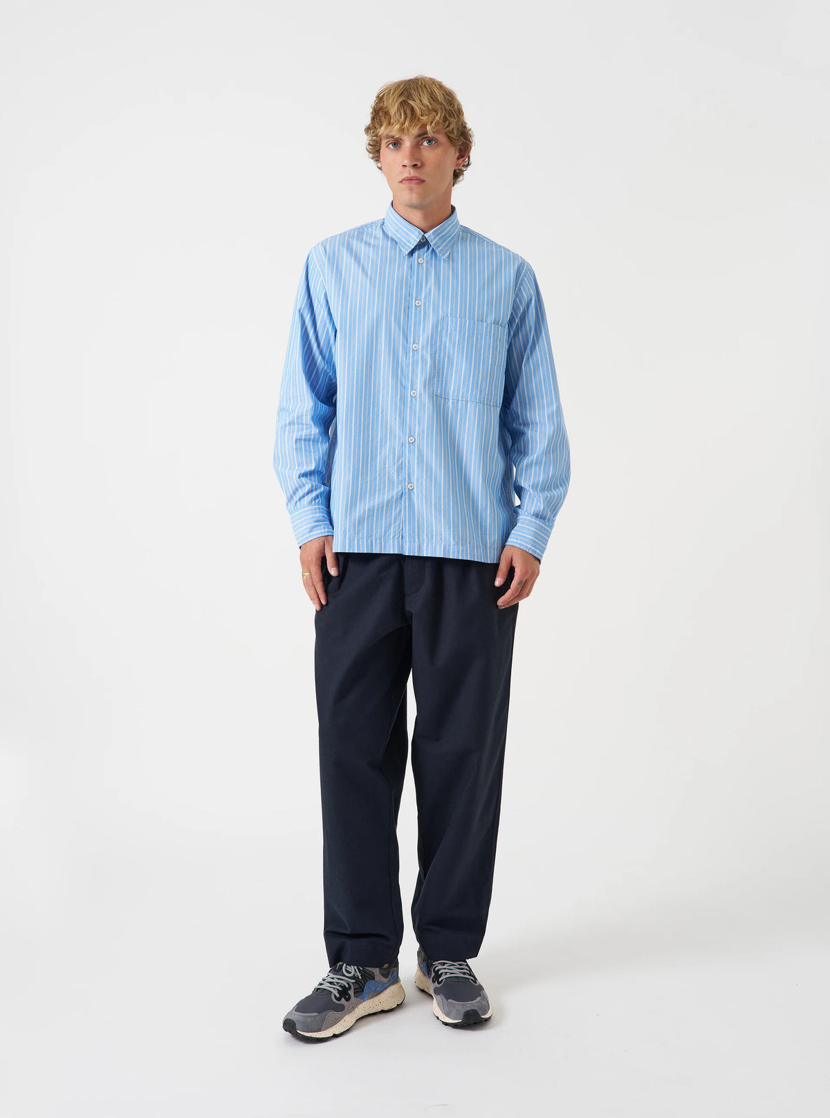 UNIVERSAL WORKS Lucky Shirt | Blue Stripe LEO BOUTIQUE