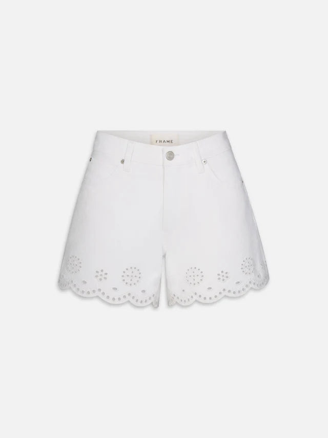 LEO BOUTIQUE The Eyelet Hang Short Long | White FRAME DENIM