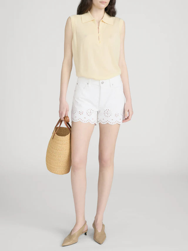 LEO BOUTIQUE The Eyelet Hang Short Long | White FRAME DENIM