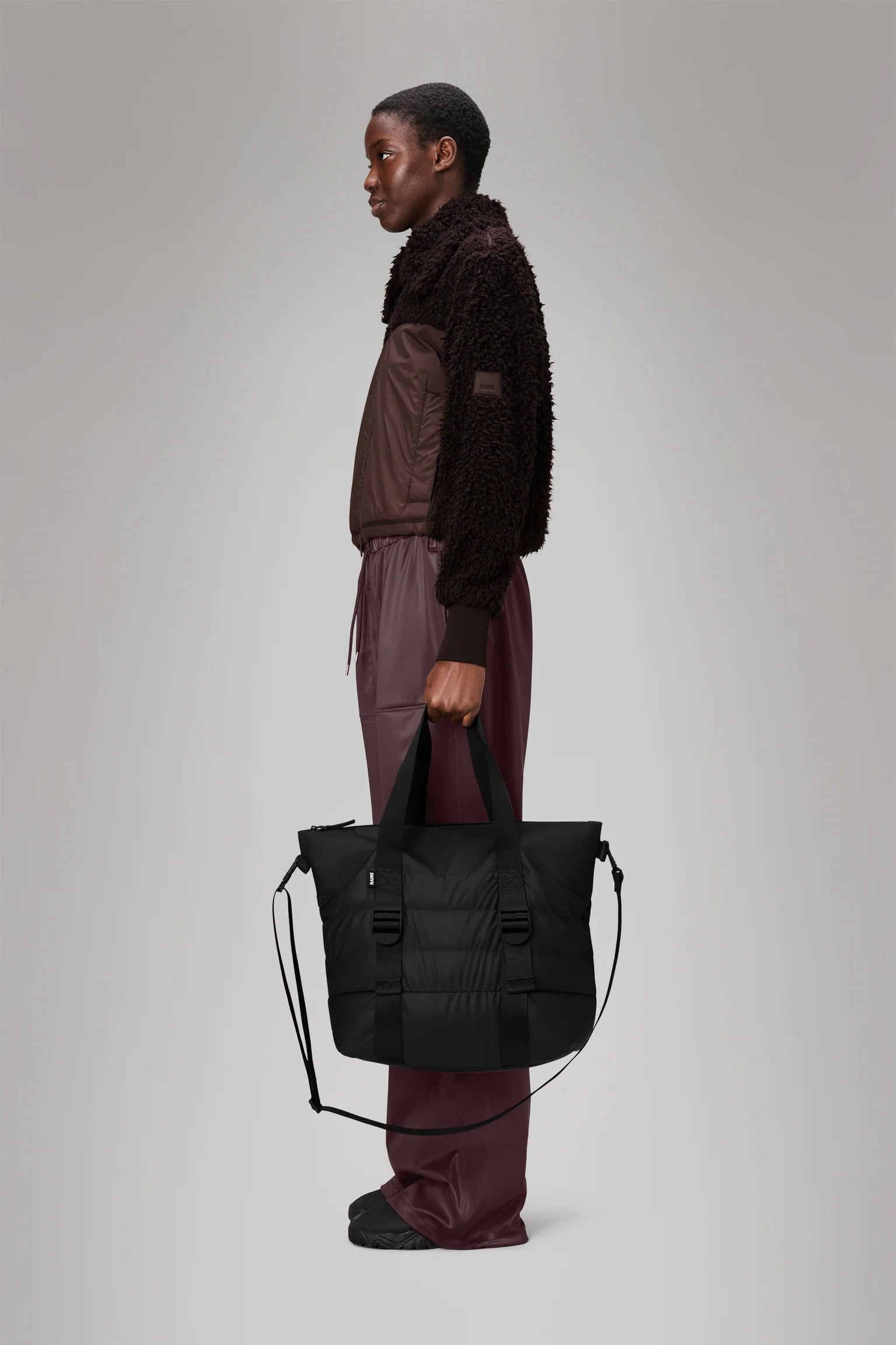 RAINS Puffer Mix Tote Bag Mini | Black LEO BOUTIQUE