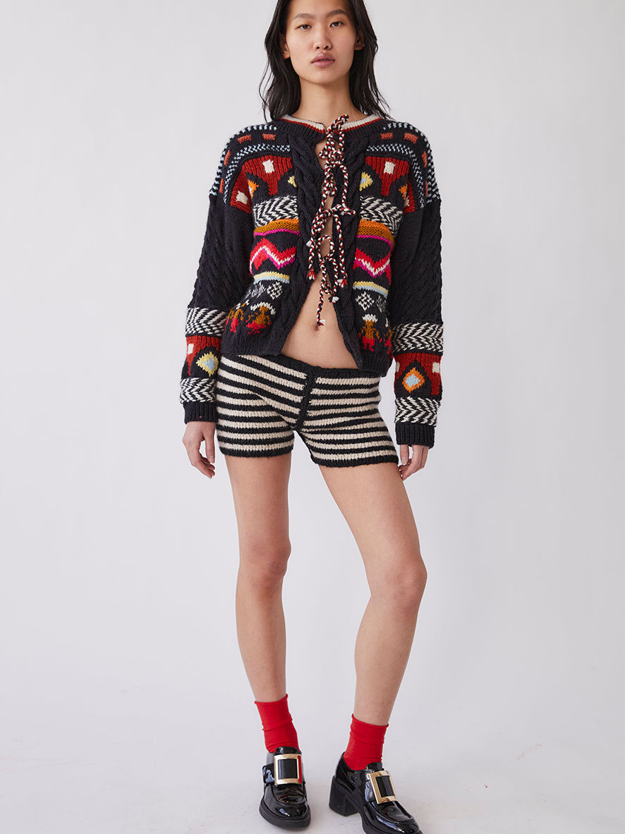 TACH NARNIA Multicolour Knit Cardigan Sweater Black Multi