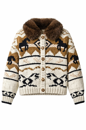 LEO BOUTIQUE Coquimbo Knit Cardigan w/ Removable Fur Collar | Cream TACH