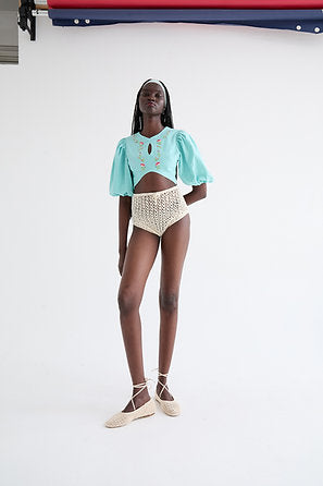 LEO BOUTIQUE Cibeles Linen Top | Aqua Blue TACH CLOTHING