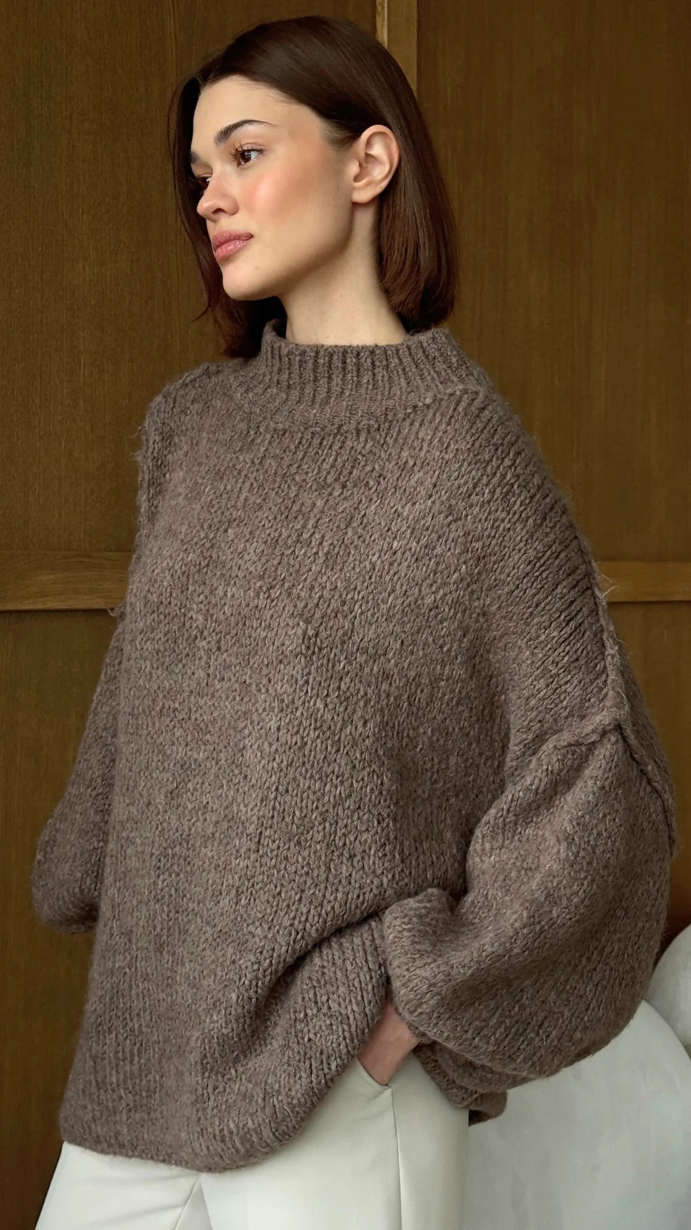 LEO BOUTIQUE Layla Chunky Knit Sweater | Taupe CHARLI 