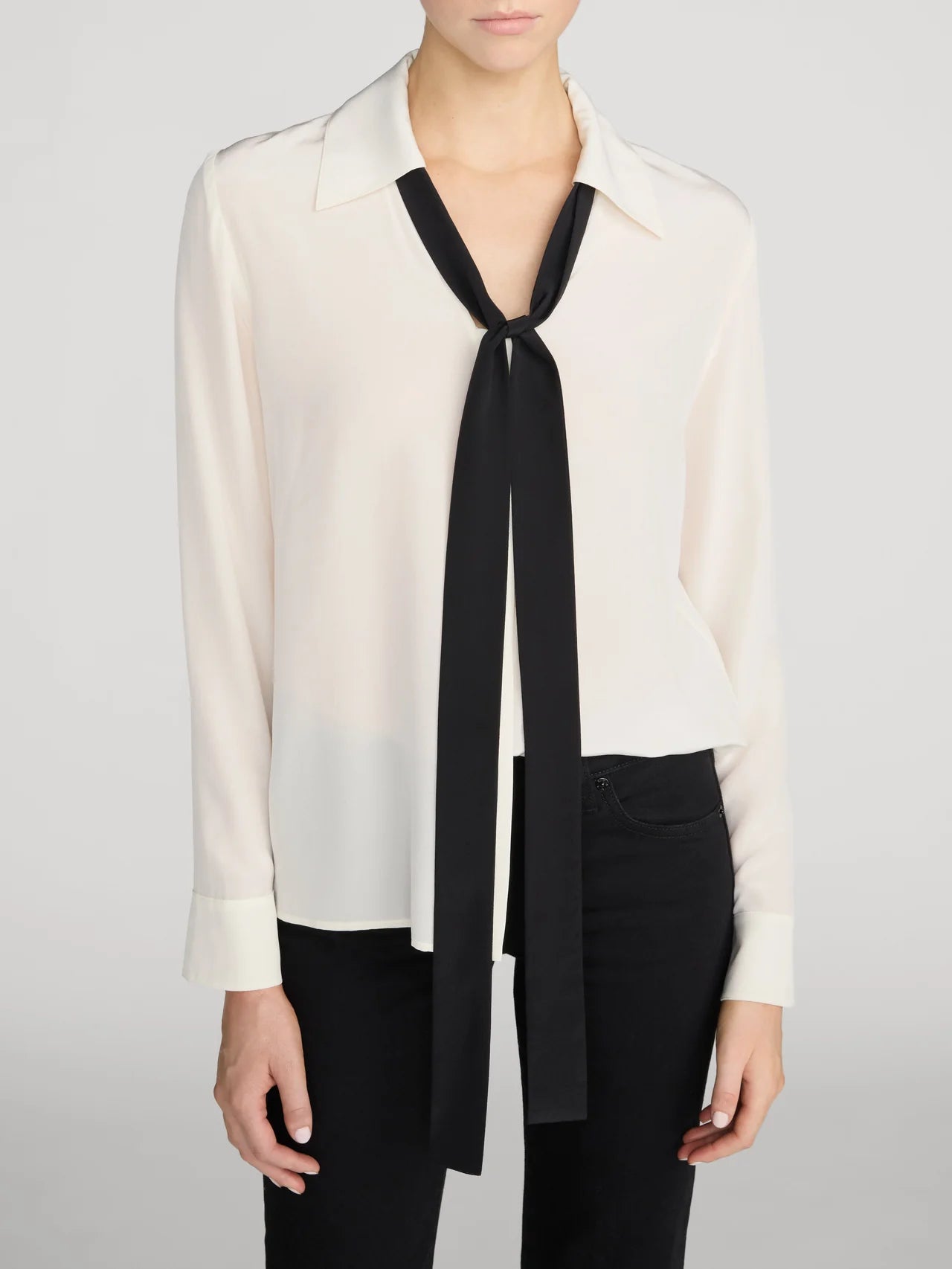LEO BOUTIQUE The Contrast Tie Shirt | Cream FRAME DENIM