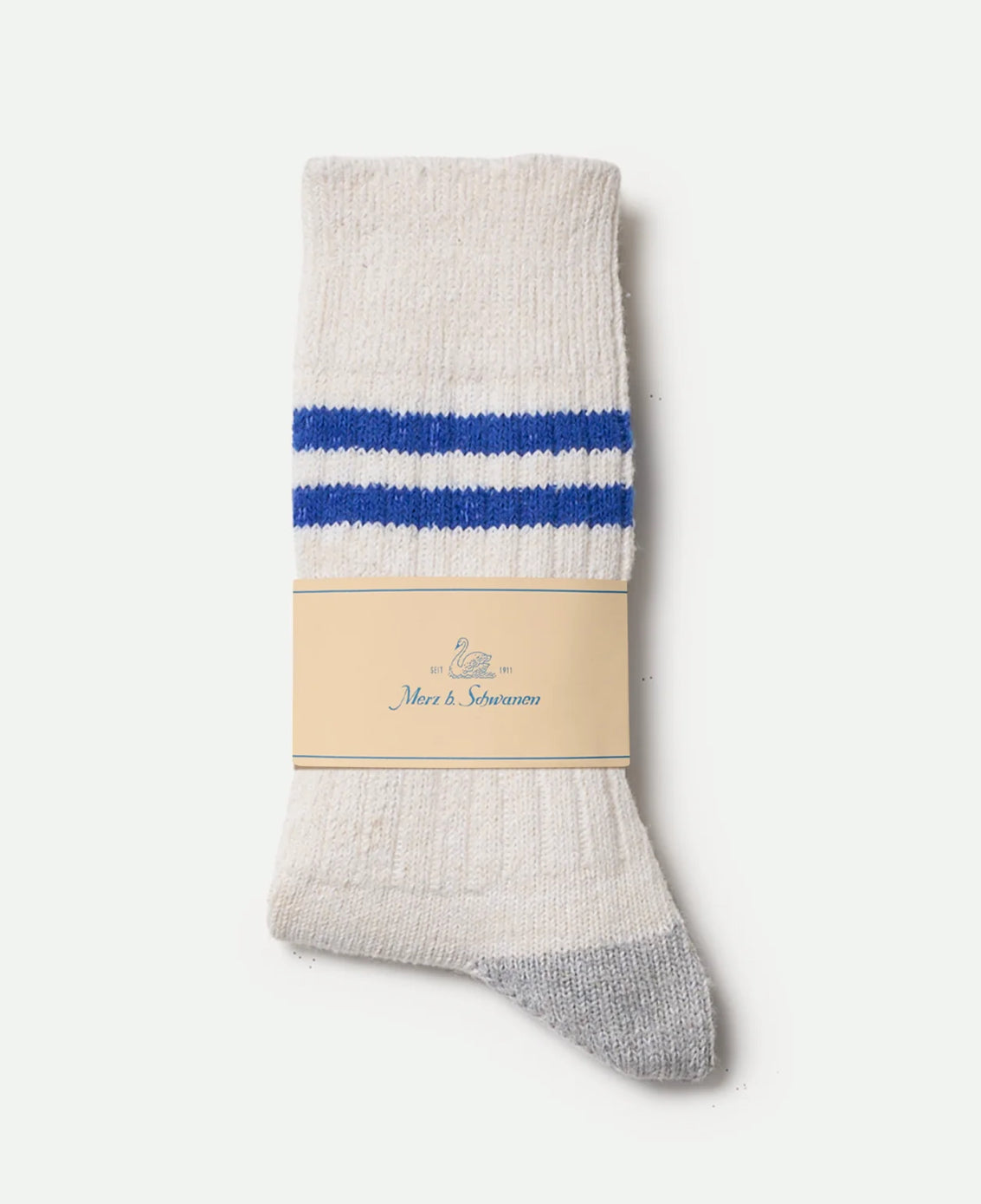 MERZ B. SCHWANEN Striped Cotton Socks | Nature/Swan Blue LEO BOUTIQUE