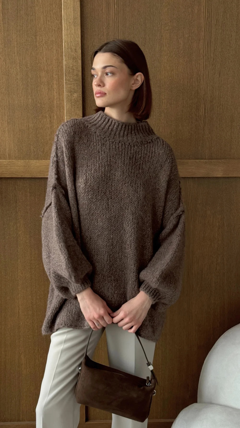 LEO BOUTIQUE Layla Chunky Knit Sweater | Taupe CHARLI 