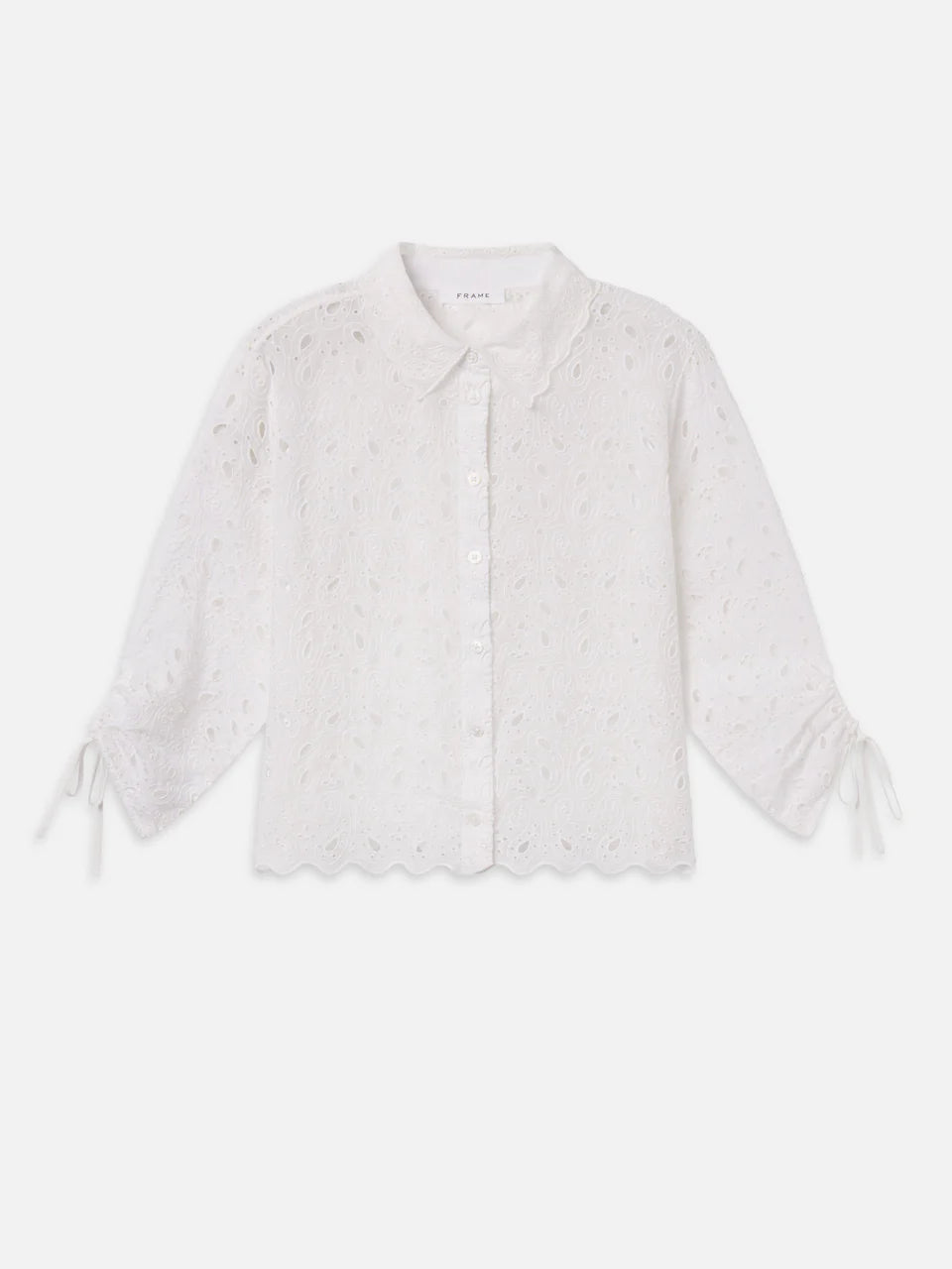 FRAME The Paisley Cinch Sleeve Shirt | White LEO BOUTIQUE 