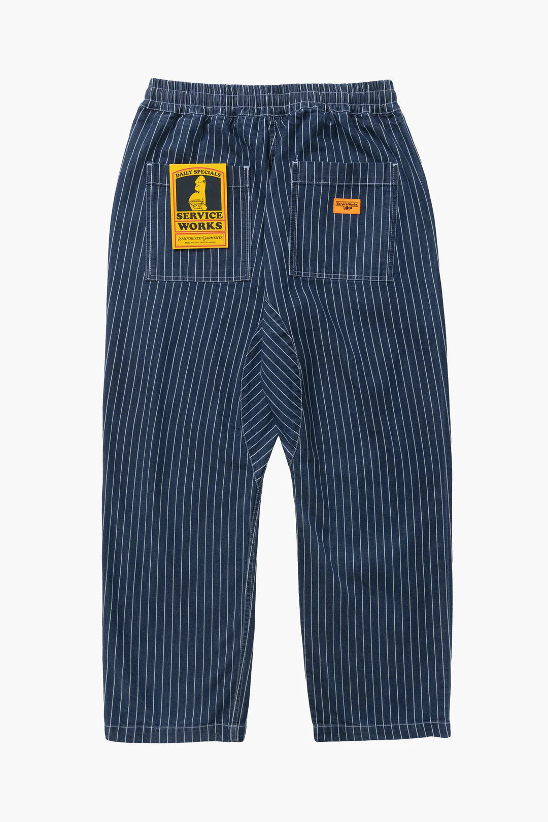 SERVICE WORKS Pinstripe Denim Chef Pants | Indigo LEO BOUTIQUE