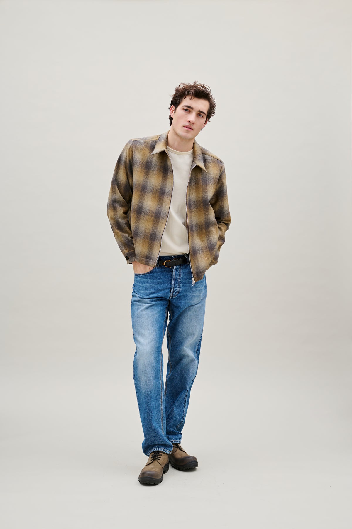 FORÉT Raven Wool Zip OverShirt | Fallow Check LEO BOUTIQUE