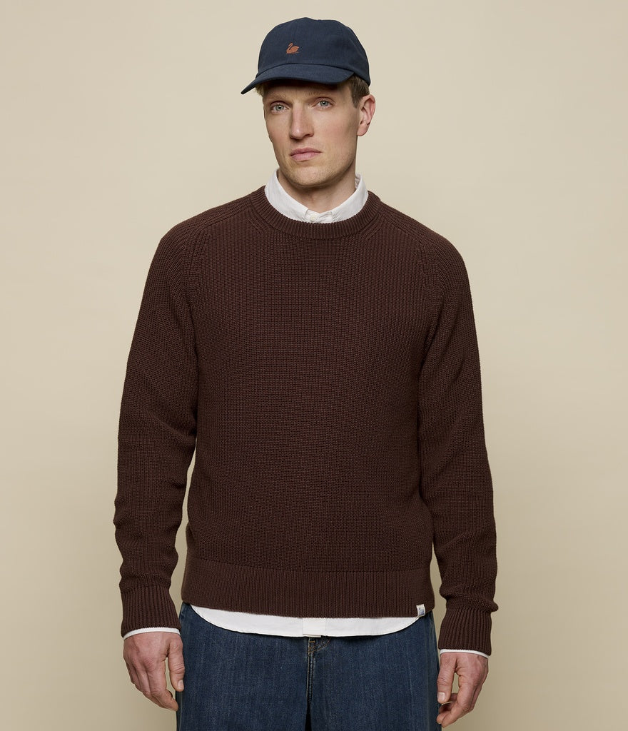 MERZ B. SCHWANEN CC03 Sturdy Ribbed Cotton Sweater | 192 Chocolate LEO BOUTIQUE
