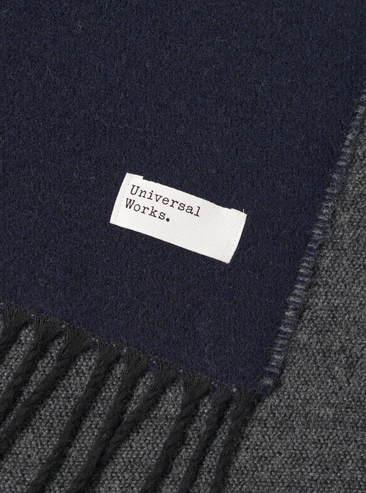 UNIVERSAL WORKS Scarf | Double Sided | Navy/Mid Grey LEO BOUTIQUE
