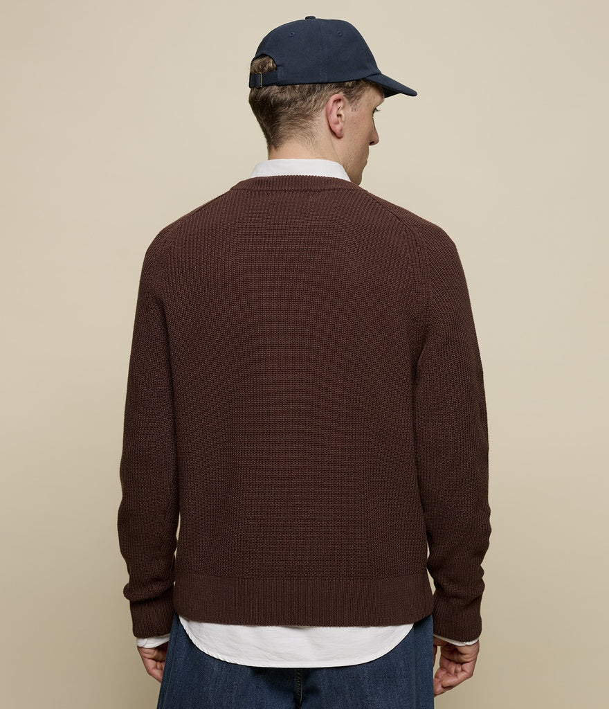 MERZ B. SCHWANEN CC03 Sturdy Ribbed Cotton Sweater | 192 Chocolate LEO BOUTIQUE