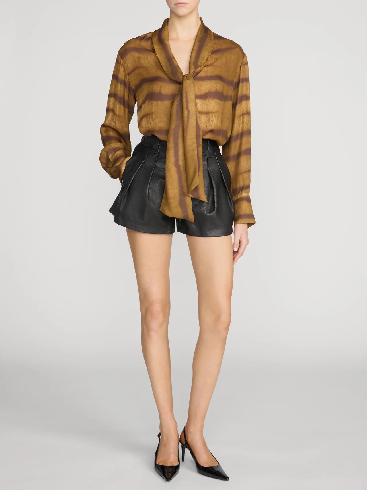 LEO BOUTIQUE The Silk Oversized Tie Shirt | Light Tiger Multi FRAME DENIM