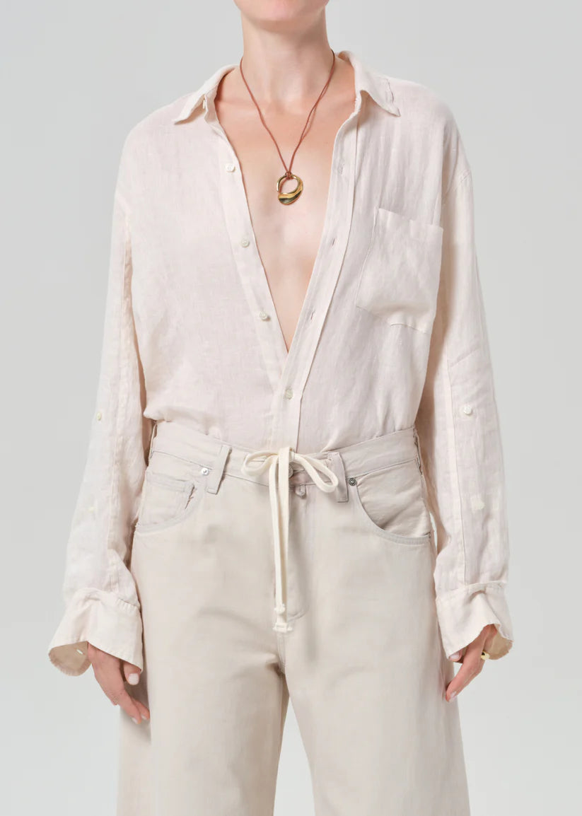LEO BOUTIQUE Kayla Shrunken Shirt | In Pale Stone CITIZEN'S OF HUMANITY