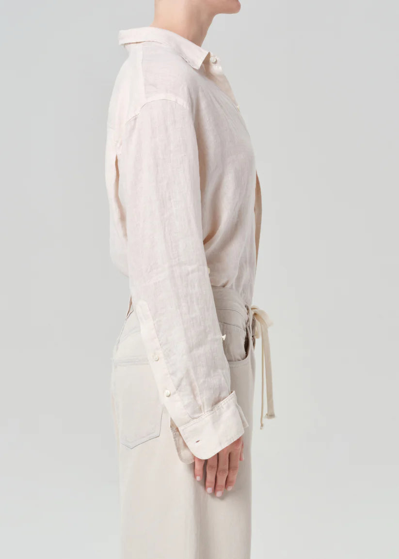 LEO BOUTIQUE Kayla Shrunken Shirt | In Pale Stone CITIZEN'S OF HUMANITY