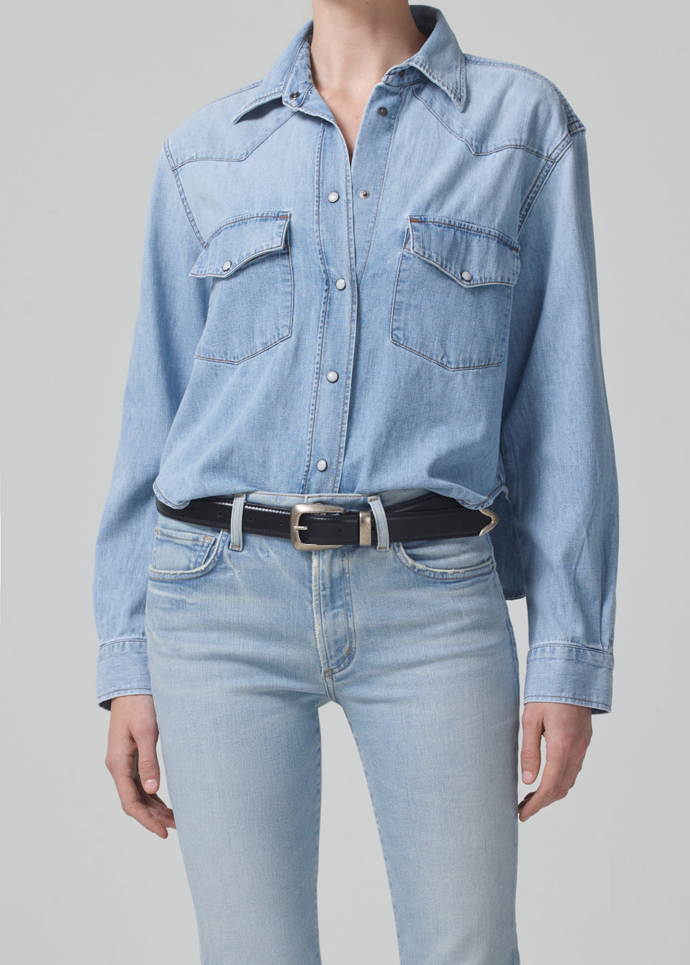 LEO BOUTIQUE CROPPED Western Shirt in Pharos CITIZENS OF HUMANITY