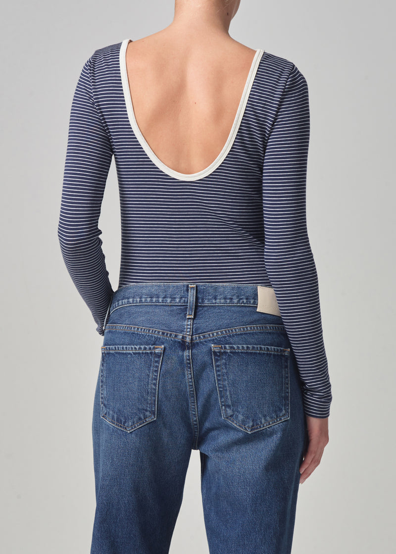 LEO BOUTIQUE CARYS Deep Scoop Top In Newport Stripe CITIZENS OF HUMANITY