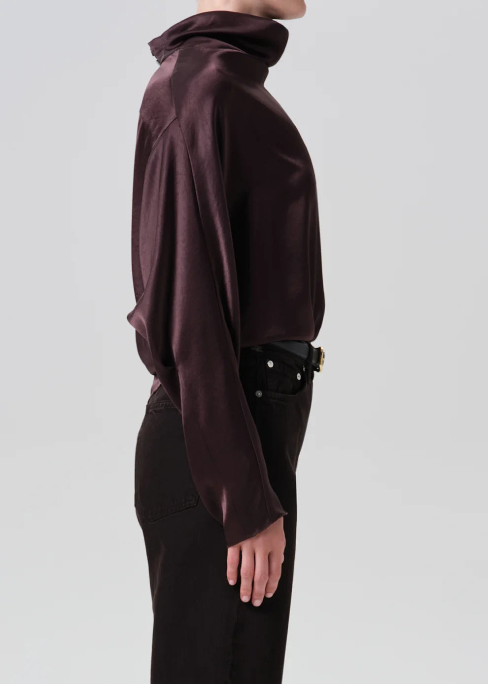 LEO BOUTIQUE Ilaria Draped LS Top | Espresso CITIZEN'S OF HUMANITY