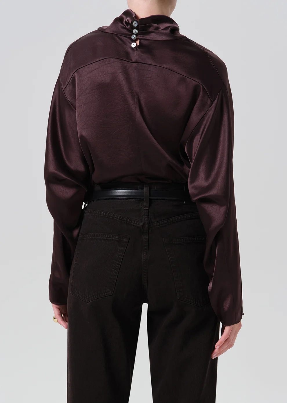 LEO BOUTIQUE Ilaria Draped LS Top | Espresso CITIZEN'S OF HUMANITY