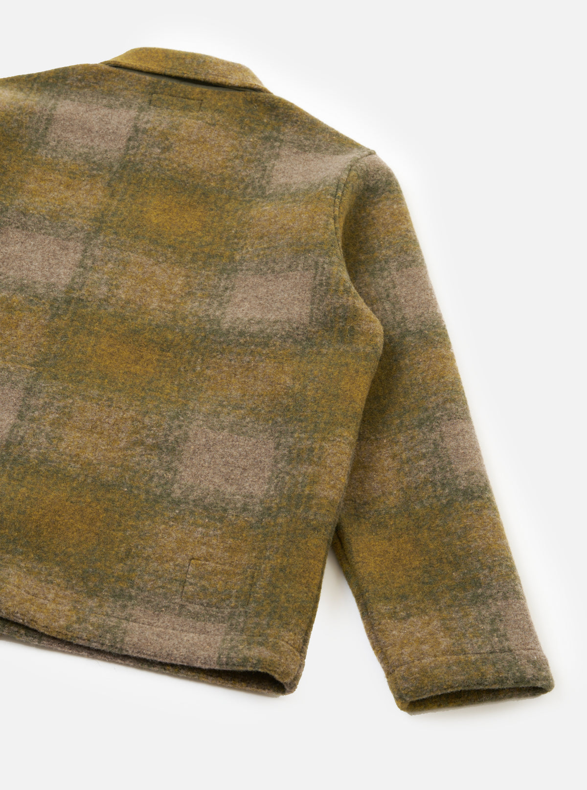 UNIVERSAL WORKS Tag Jacket | Techno Melton Check | Olive LEO BOUTIQUE