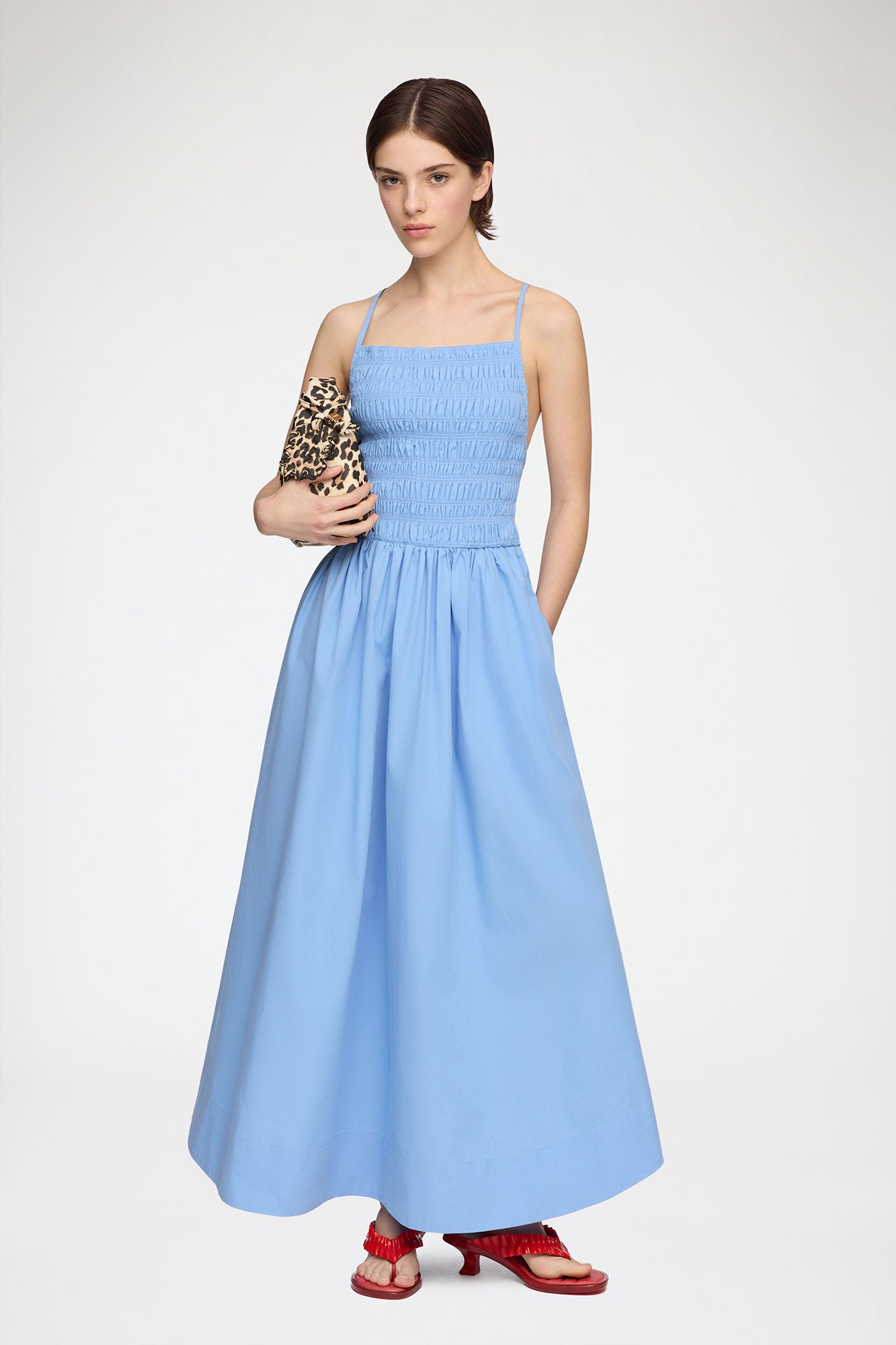 LEO BOUTIQUE Compact Poplin Long Smocked Dress | Azurine GANNI 