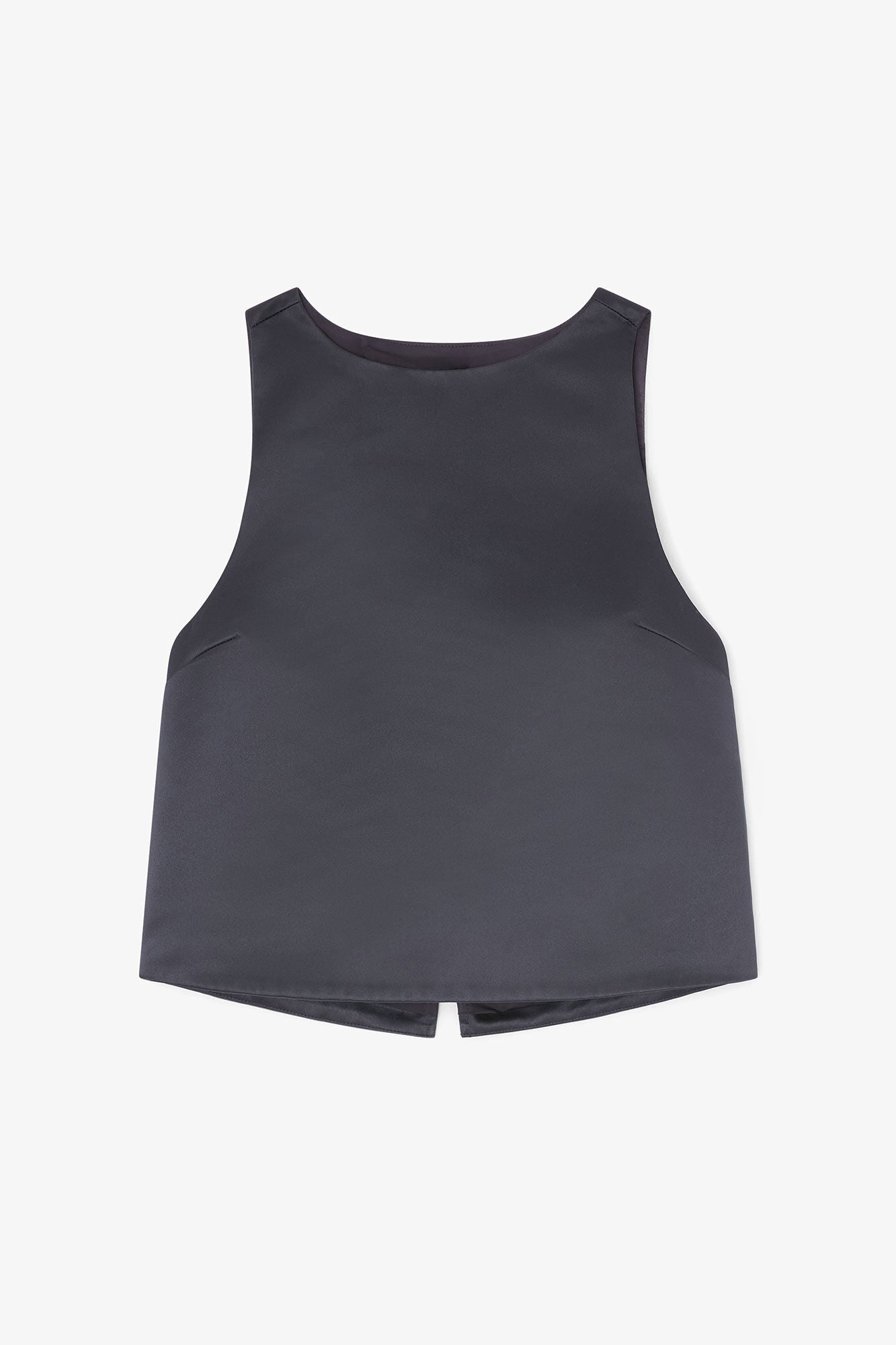 LEO BOUTIQUE Duchesse Satin Crossover Open Back Top | Black GANNI