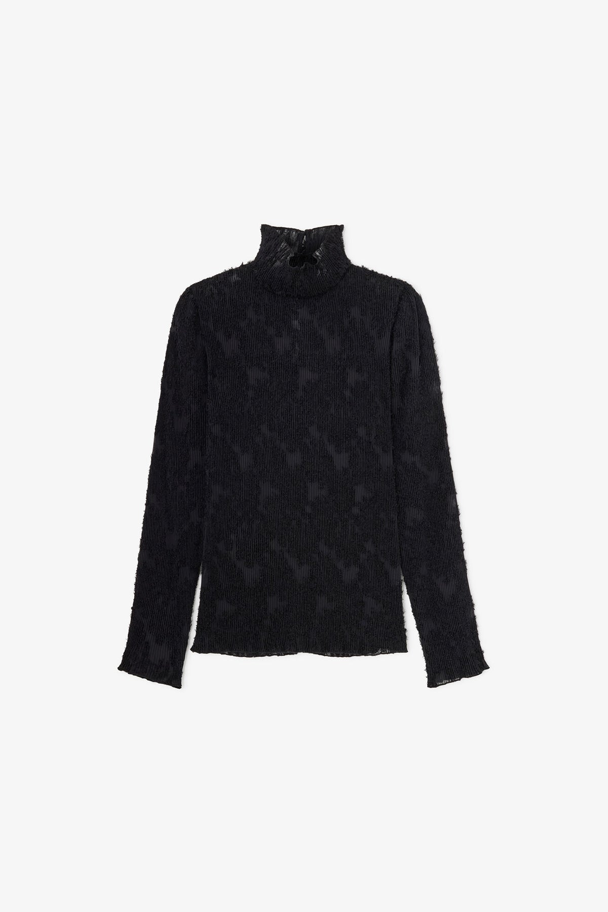 LEO BOUTIQUE Pleated Fil Coupe Turtleneck | Black GANNI