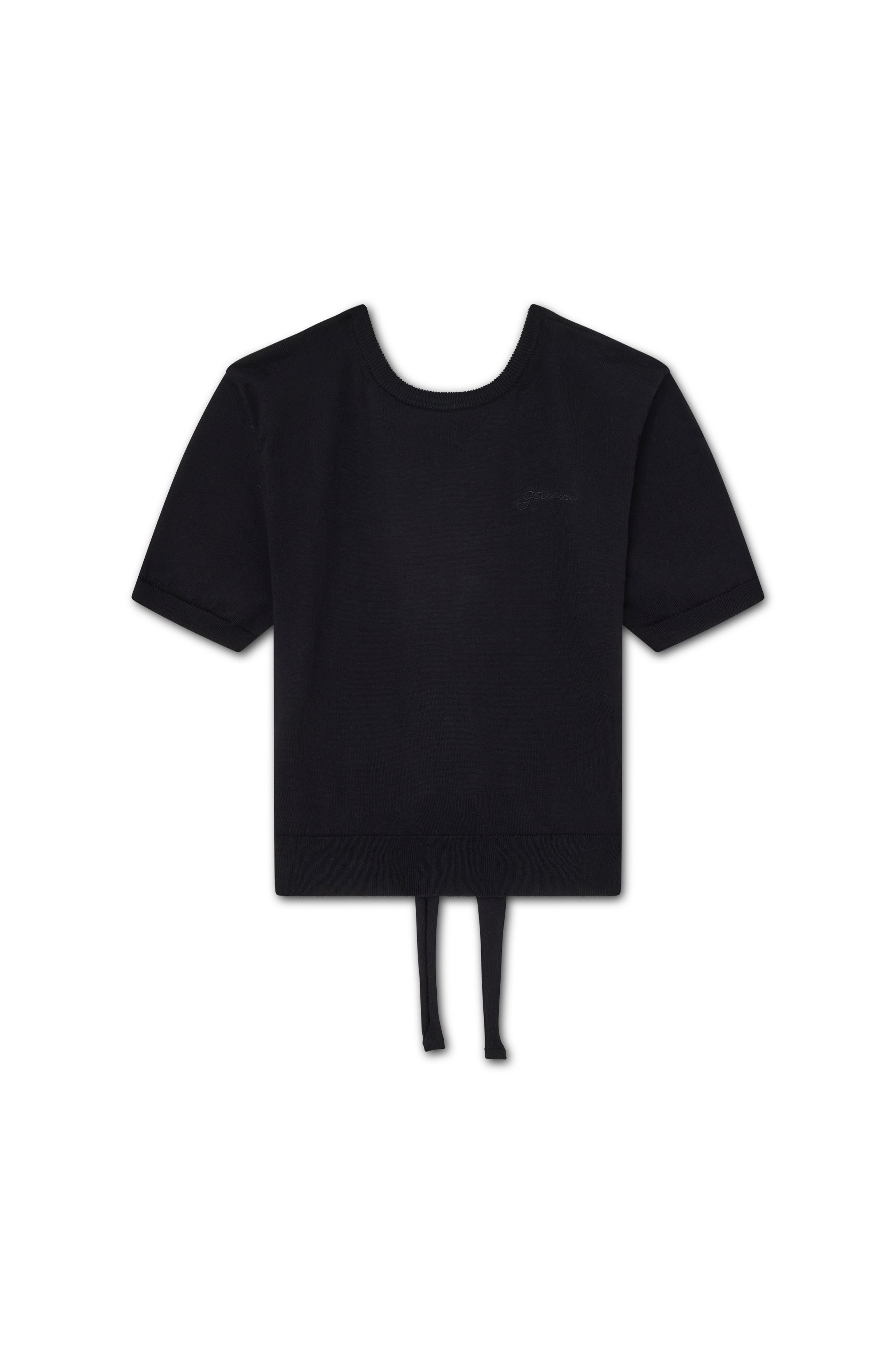 Sheer Back Tie Top | Black