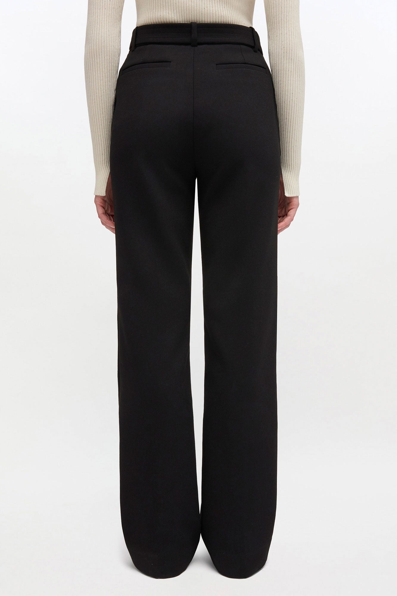 GANNI Bonded Crepe Belted Pant | Black LEO BOUTIQUE