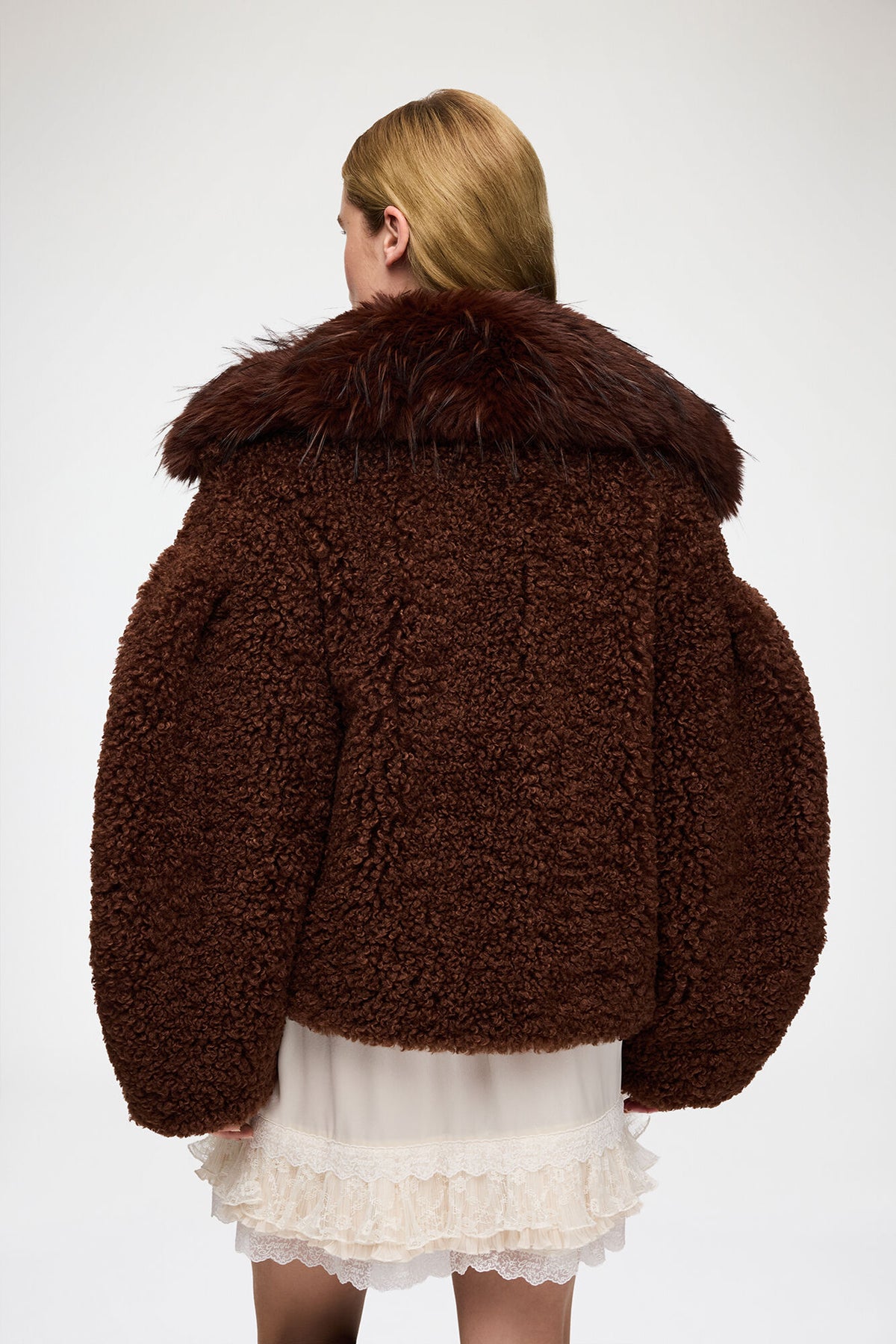 LEO BOUTIQUE Alternative Shearling Jacket | Chocolate Brown GANNI