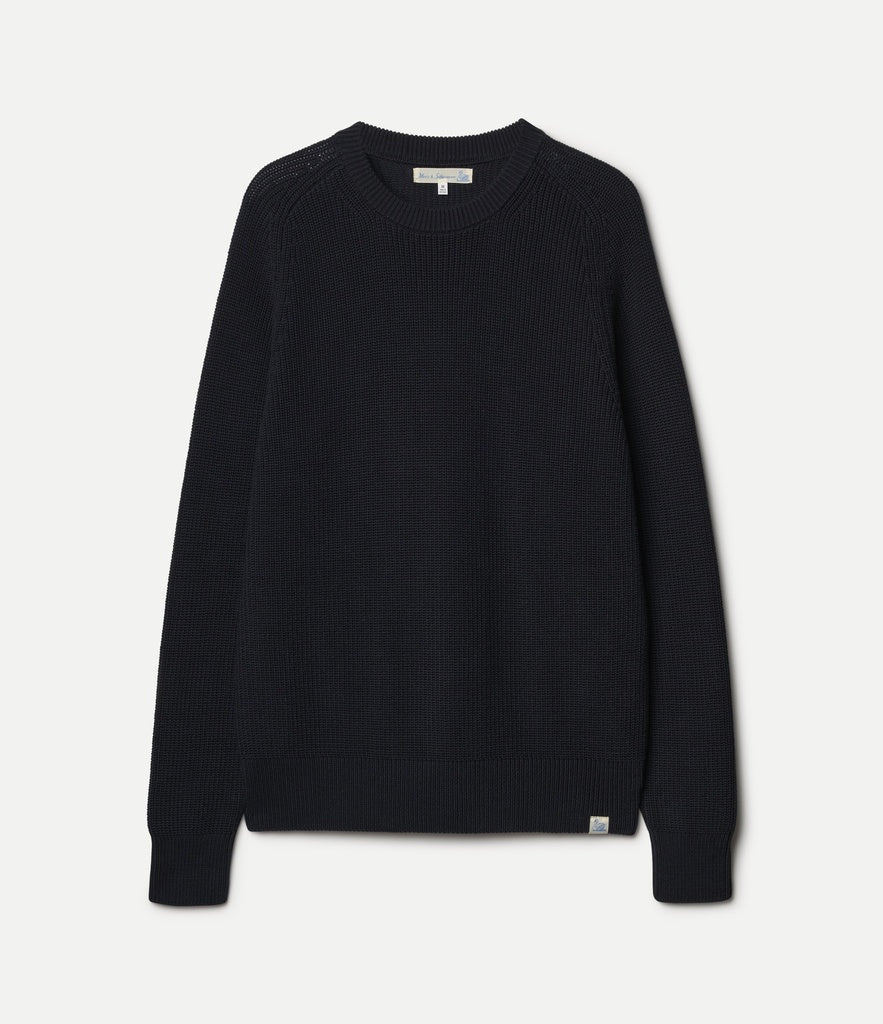 MERZ B. SCHWANEN CC03 Sturdy Ribbed Cotton Sweater | 51 Dark Navy LEO BOUTIQUE