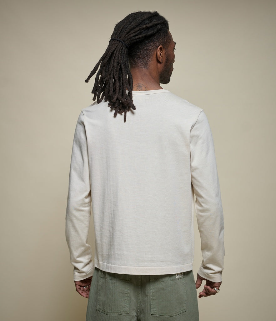 MERZ B. SCHWANEN 2M16LS | Cropped Vintage Machine Refined Fit Henley | 02 Nature