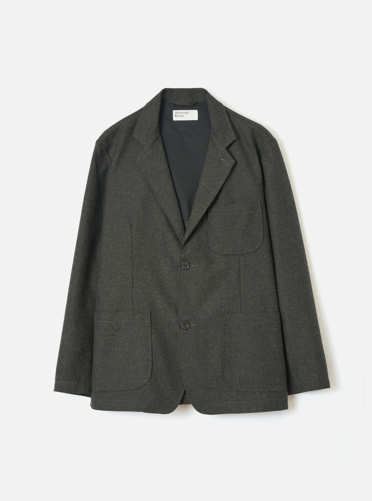 UNIVERSAL WORKS Two Button Jacket | Recycled IT Tweed | Olive LEO BOUTIQUE